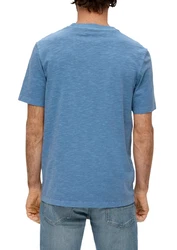 s.Oliver Kurzarmshirt Jerseyshirt Labelprint Hellblau/Blau/Grau