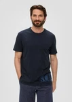 s.Oliver Kurzarmshirt T-Shirt mit Label-Print Dunkelblau/Hellblau/Blau