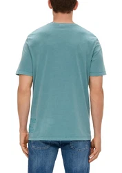 s.Oliver Kurzarmshirt T-Shirt mit Label-Print Grün/Hellblau/Türkis/Blau