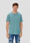 s.Oliver Kurzarmshirt T-Shirt mit Label-Print Grün/Hellblau/Türkis/Blau