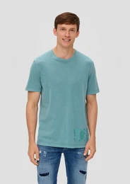 Kurzarmshirt T-Shirt mit Label-Print Garment Dye