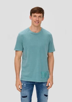 s.Oliver Kurzarmshirt T-Shirt mit Label-Print Grün/Hellblau/Türkis/Blau s.Oliver Kurzarmshirt T-Shirt mit Label-Print Grün/Hellblau/Türkis/Blau