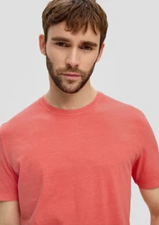 s.Oliver Kurzarmshirt T-Shirt mit Label-Print Rot