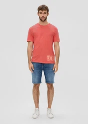 s.Oliver Kurzarmshirt T-Shirt mit Label-Print Rot