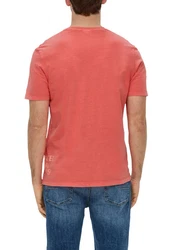 s.Oliver Kurzarmshirt T-Shirt mit Label-Print Rot