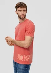 s.Oliver Kurzarmshirt T-Shirt mit Label-Print Rot