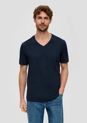 s.Oliver Kurzarmshirt Basic-T-Shirt im 2er-Pack Dunkelblau