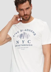 s.Oliver Kurzarmshirt Printshirt Weiß/Creme