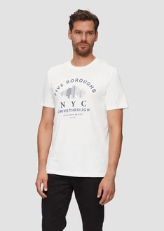 s.Oliver Kurzarmshirt Printshirt Weiß/Creme
