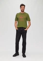 s.Oliver Kurzarmshirt Printshirt Dunkelgrün/Grün