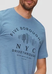 s.Oliver Kurzarmshirt Printshirt Blau/Hellblau