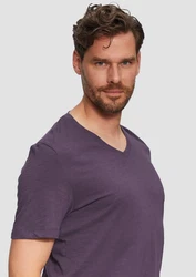 s.Oliver T-Shirt mit V-Ausschnitt Lila/Dunkelblau