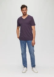 s.Oliver T-Shirt mit V-Ausschnitt Lila/Dunkelblau