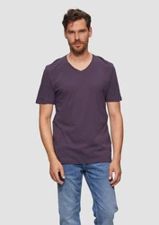 s.Oliver T-Shirt mit V-Ausschnitt Lila/Dunkelblau