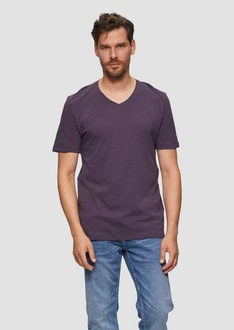 s.Oliver T-Shirt mit V-Ausschnitt Lila/Dunkelblau