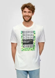 s.Oliver T-Shirt mit Frontprint Artwork Weiß/Grün/Hellblau/Gelb