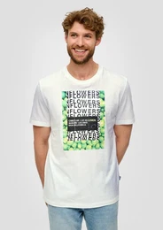 Kurzarmshirt Baumwoll-T-Shirt mit Crew Neck und Frontprint Artwork