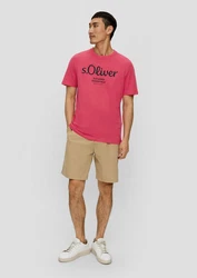 s.Oliver Kurzarmshirt T-Shirt Label-Print Artwork Rosa/Braun