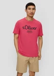 s.Oliver Kurzarmshirt T-Shirt Label-Print Artwork Rosa/Braun