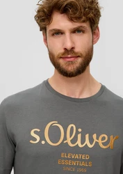 s.Oliver Kurzarmshirt T-Shirt Label-Print Artwork 