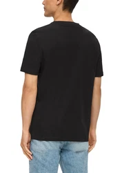 s.Oliver Kurzarmshirt T-Shirt Label-Print Artwork Braun/Silber/Schwarz/Dunkelrot
