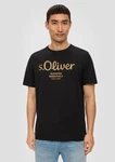 s.Oliver Kurzarmshirt T-Shirt Label-Print Artwork Braun/Silber/Schwarz/Dunkelrot