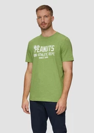 Kurzarmshirt T-Shirt mit Peanuts-Motiv und Flammgarnstruktur Artwork