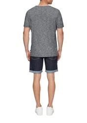 QS Kurzarmshirt T-Shirt mit V-Ausschnitt und Logo-Detail Dunkelgrau/Grau/Hellgrau/Dunkelblau