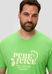 s.Oliver Kurzarmshirt mit Frontprint Artwork Grün/Neonfarben