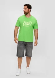 s.Oliver Kurzarmshirt mit Frontprint Artwork Grün/Neonfarben
