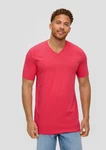 s.Oliver Kurzarmshirt mit V-Ausschnitt Logo-Detail Rot/Rosa