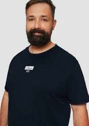 s.Oliver Kurzarmshirt T-Shirt mit Artwork Dunkelblau/Braun