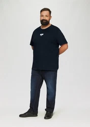 s.Oliver Kurzarmshirt T-Shirt mit Artwork Dunkelblau/Braun