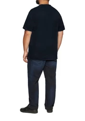 s.Oliver Kurzarmshirt T-Shirt mit Artwork Dunkelblau/Braun