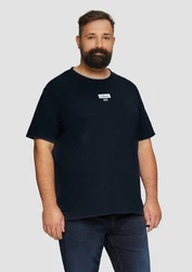 s.Oliver Kurzarmshirt T-Shirt mit Artwork Dunkelblau/Braun
