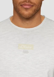 s.Oliver T-Shirt mit Flammgarnstruktur Logo Weiß/Khaki/Grau/Hellgrün/Creme