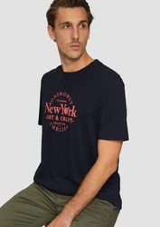 s.Oliver T-Shirt mit Print Artwork Khaki/Dunkelblau/Dunkelgrün/Blau