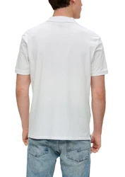 QS Kurzarmshirt Poloshirt Weiß/Creme/Grau