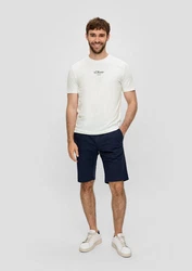 s.Oliver Kurzarmshirt T-Shirt mit Logo-Print Artwork Weiß/Grün/Khaki/Grau