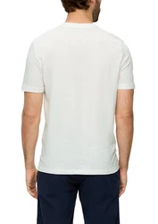 s.Oliver Kurzarmshirt T-Shirt mit Logo-Print Artwork Weiß/Grün/Khaki/Grau
