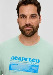 s.Oliver Kurzarmshirt T-Shirt mit Frontprint Grün/Türkis/Hellgrün