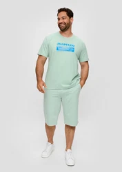 s.Oliver Kurzarmshirt T-Shirt mit Frontprint Grün/Türkis/Hellgrün