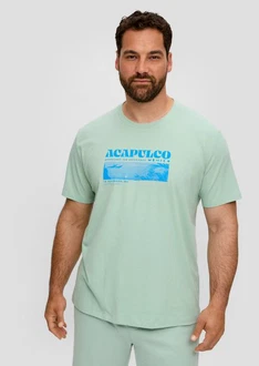 s.Oliver Kurzarmshirt T-Shirt mit Frontprint Grün/Türkis/Hellgrün