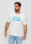 s.Oliver Kurzarmshirt T-Shirt mit Frontprint Weiß/Creme/Türkis/Hellblau