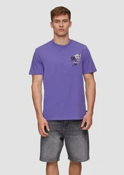 QS Kurzarmshirt mit Brustprint Dunkelblau/Lila/Fliederfarben