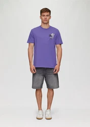 QS Kurzarmshirt mit Brustprint Dunkelblau/Lila/Fliederfarben