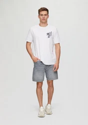 QS Kurzarmshirt mit Brustprint Weiß/Rosa/Creme