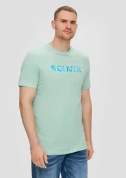 Kurzarmshirt T-Shirt aus Baumwolle mit Frontprint Artwork