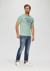 s.Oliver Kurzarmshirt mit Frontprint Artwork Grün/Türkis/Hellgrün