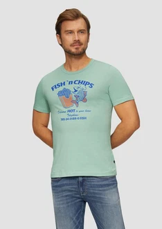 s.Oliver Kurzarmshirt mit Frontprint Artwork Grün/Türkis/Hellgrün